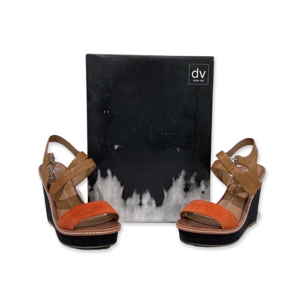 Dolce Vita Orange Brown Leather Janna Wedges